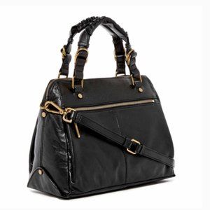 ELLIOT LUCCA Black Leather Bag W Crossbody Strap EXC